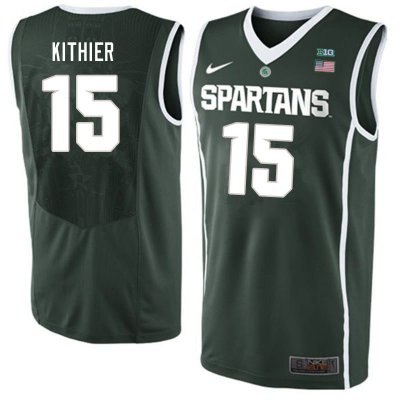 Men Michigan State Spartans NCAA #15 Thomas Kithier Green Authentic Nike Stitched College Basketball Jersey TP32O84QW